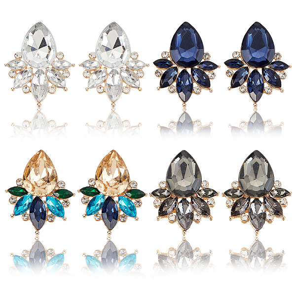 

PandaHall ANATTASOUL 4 Pairs 4 Colors Rhinestone Teardrop Stud Earrings, Light Gold Alloy Jewelry for Women, Mixed Color, 25x20mm, Pin..., Multicolor