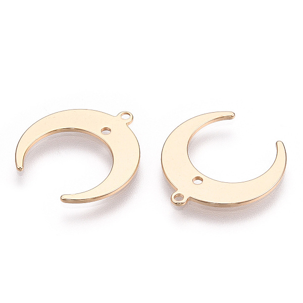 

PandaHall Brass Pendants, Real 18K Gold Plated, Double Horn/Crescent Moon, 19x18x1mm, Hole: 1mm Brass Moon