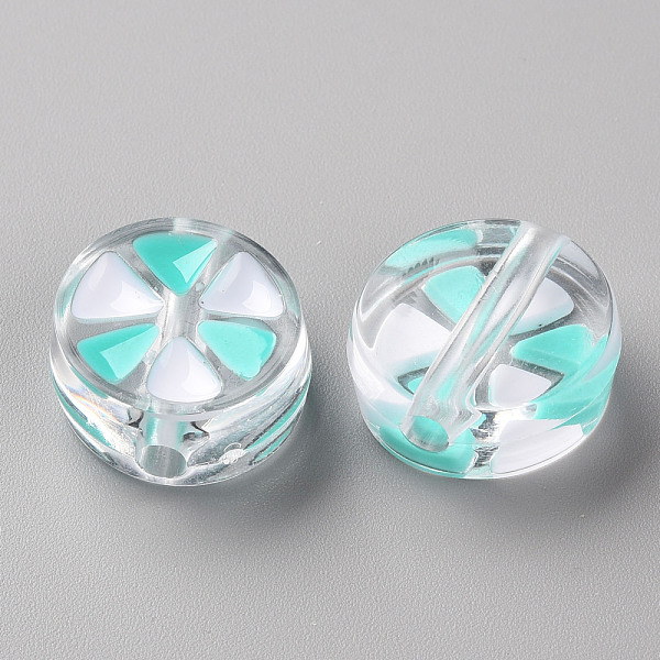 

PandaHall Transparent Enamel Acrylic Beads, Flat Round with Triangle, Turquoise, 20x9mm, Hole: 3.5mm Acrylic Flat Round Green
