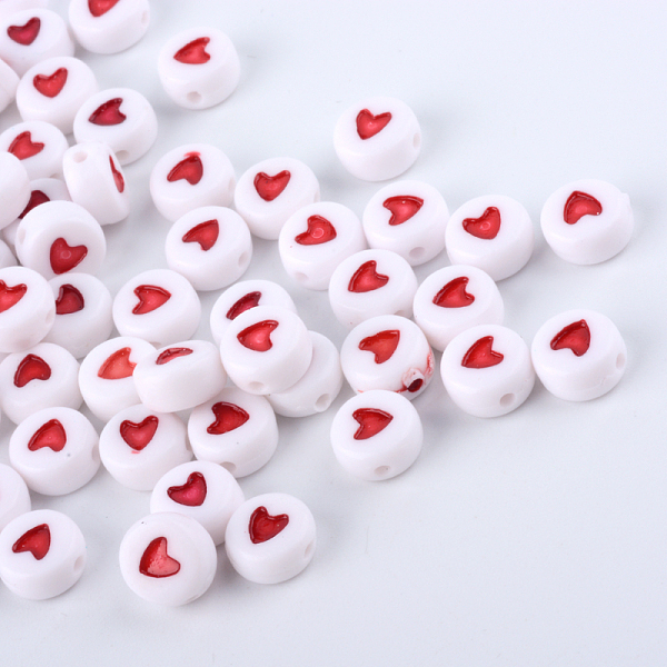 

PandaHall Opaque Acrylic Heart Letter Beads, Orange Red, 7x7x3.5mm, Hole: 1.8mm Acrylic Heart Red