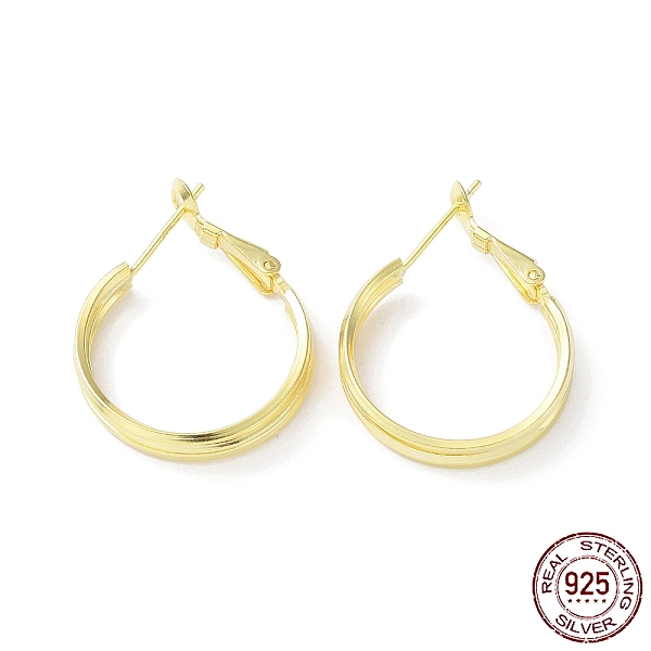 

PandaHall 925 Sterling Silver Hoop Earrings, Round, with S925 Stamp, Real 18K Gold Plated, 26x4x21mm Sterling Silver Round