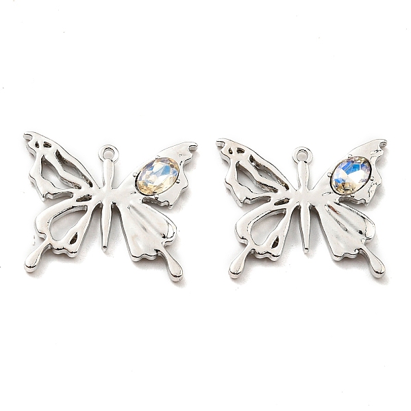

PandaHall Rack Plating Alloy with Glass Pendants, Lead Free & Cadmium Free, Butterfly Charm, Platinum, 19x23x3mm, Hole: 1.2mm Alloy+Glass...