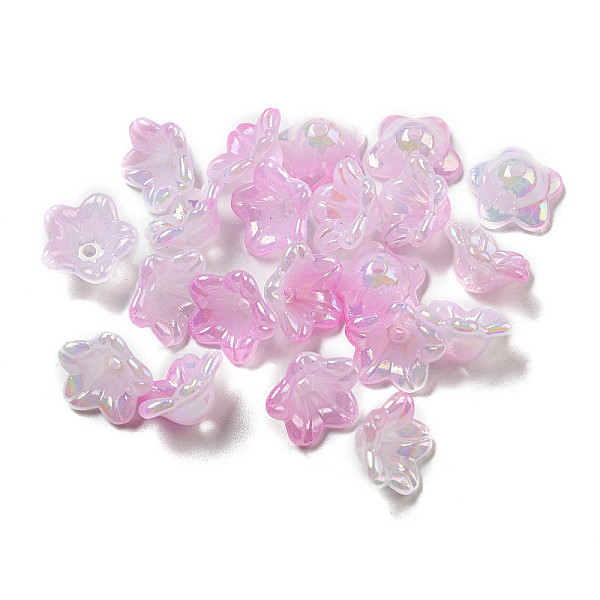 

PandaHall Iridescent Acrylic Bead Caps, AB Color Plated, 5-Petal Flower, Pearl Pink, 12.5x12.5x6.5mm, Hole: 1.5mm Acrylic