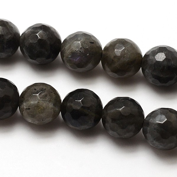 

PandaHall Natural Labradorite Round Bead Strands, Faceted, Grade AA, 8mm, Hole: 1mm, about 48pcs/strand, 15.5 inch Labradorite Round