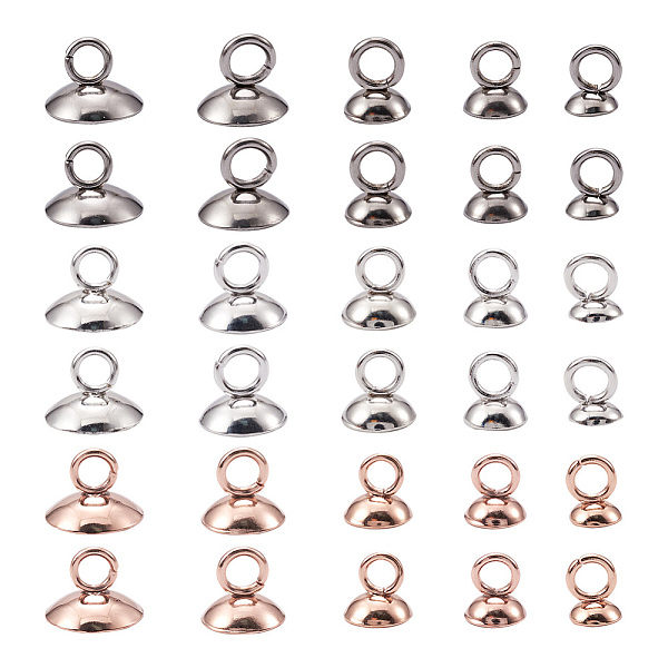 

PandaHall Craftdady 75Pcs 15 Style 304 Stainless Steel Bead Cap Pendant Bails, for Globe Glass Bubble Cover Pendants, Mixed Color...