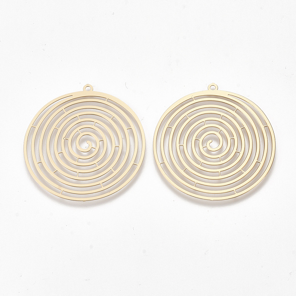 

PandaHall Brass Pendants, Etched Metal Embellishments, Flat Round, Light Gold, 36x34x0.3mm, Hole: 1.4mm Brass Flat Round