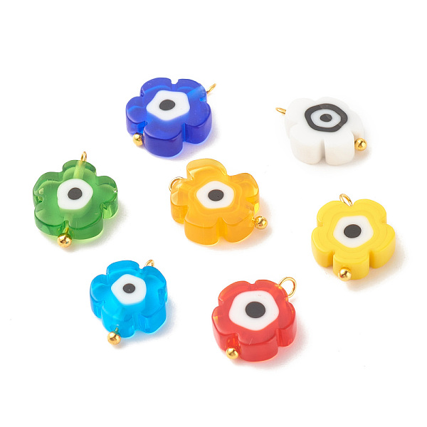 

PandaHall Handmade Millefiori Glass Pendant, with Brass Eye Pin, Flower with Evil Eye, Mixed Color, 15x11x4mm, Hole: 1.6mm Glass Flower..., Multicolor