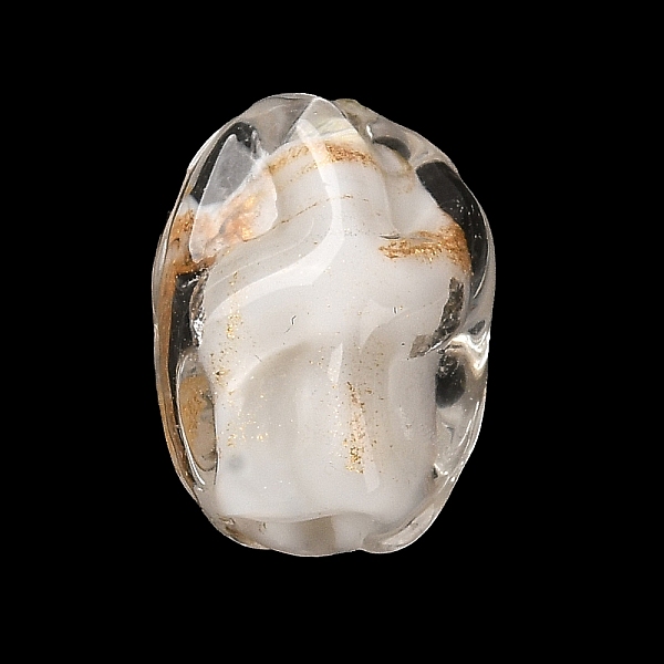 

PandaHall Handmade Gold Sand Lampwork Beadsl, Nuggets, Antique White, 13.5x10x9mm, Hole: 1.6mm Lampwork Nuggets