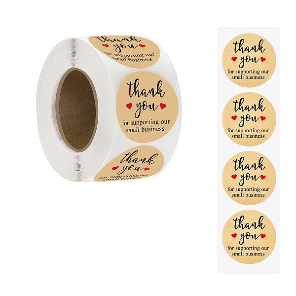 

PandaHall Thank You Stickers Roll, Round Kraft Paper Heart Pattern Adhesive Labels, Decorative Sealing Stickers for Christmas Gifts, Wedding..., Orange
