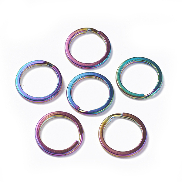 

PandaHall Ion Plating(IP) 304 Stainless Steel Split Key Rings, Keychain Clasp Findings, Rainbow Color, 20x2mm 304 Stainless Steel Ring
