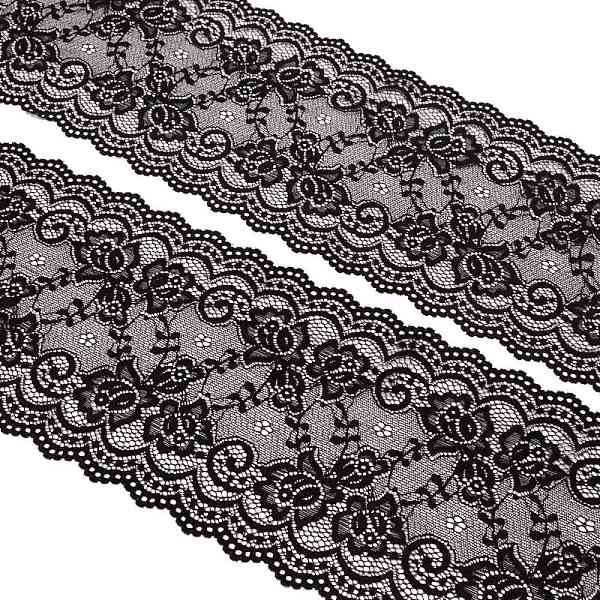 

PandaHall Lace Embroidery Costume Accessories, Applique Patch, Sewing Craft Decoration, Flower, Black, 150~160mm Polyester Flower Black
