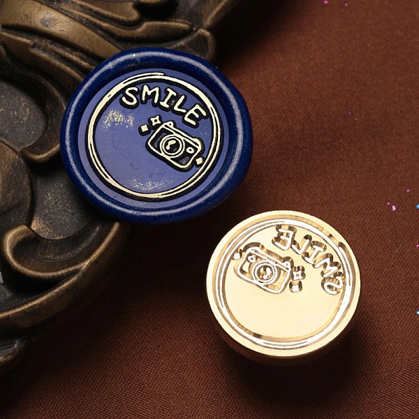 

PandaHall Smile Wax Seal Brass Stamp Heads, for Wax Seal Stamp, Golden, Word, 25x15mm, Inner Diameter: 7mm Brass Word