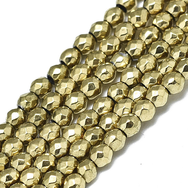 

PandaHall Electroplate Non-magnetic Synthetic Hematite Beads Strands, Barrel, Faceted, Real 18K Gold Plated, 2x2mm, Hole: 0.5mm, about...