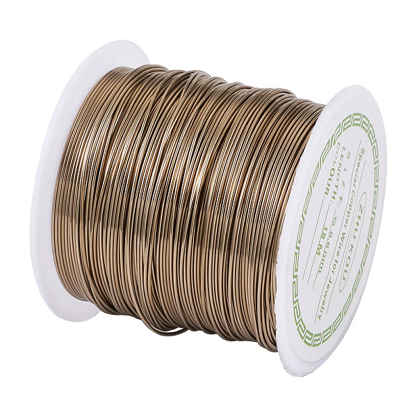 PandaHall Round Copper Wire Copper Beading Wire for Jewelry Making, Long-Lasting Plated, Dark Khaki, 22 Gauge, 0.6mm, about 59.05 Feet...