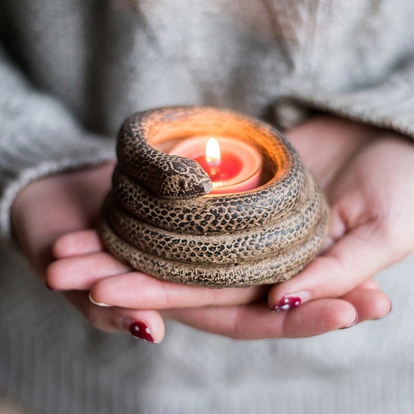 Concrete Snake Candlestick