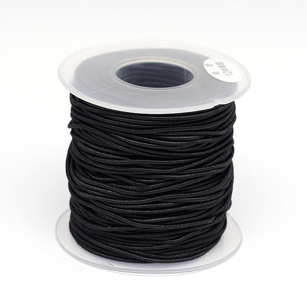 

PandaHall Round Elastic Cord Wrapped by Nylon Thread, Black, 0.8mm, about 54.68 yards(50m)/roll Elastic Fibre Round Black