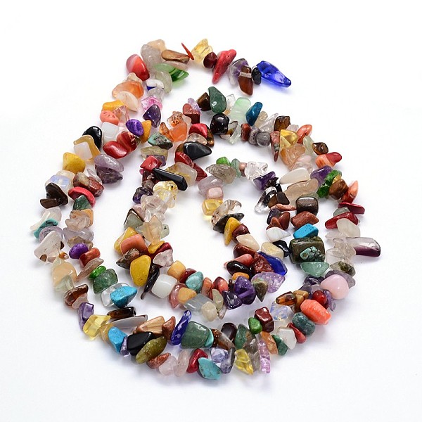 

PandaHall Mixed Stone Beads Strands, Chips, 8~20x8~18mm, Hole: 1mm, about 31.5 inch Mixed Stone Chip