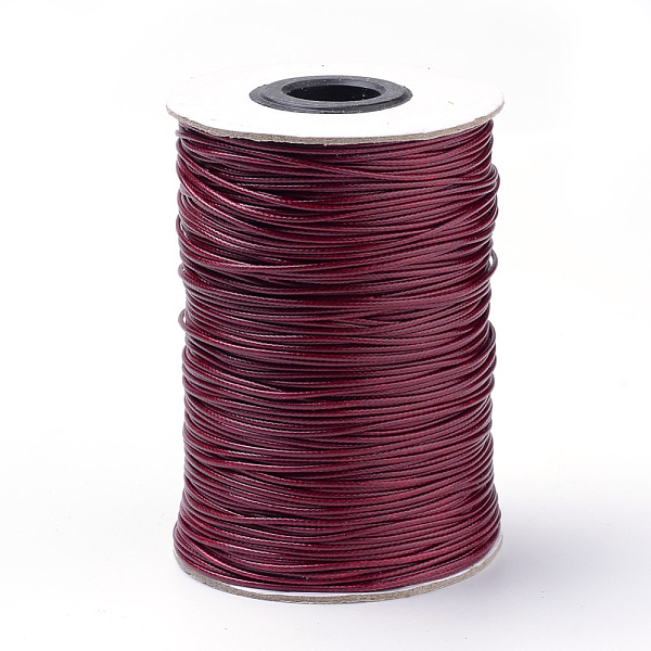 

PandaHall Braided Korean Waxed Polyester Cords, Dark Red, 1.5mm, about 174.97 yards(160m)/roll Waxed Polyester Cord Red