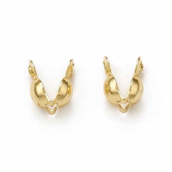 

PandaHall Brass Bead Tips, Calotte End Caps, Clamshell Knot Cover, Real 18K Gold Plated, 6x3mm, Hole: 1.2mm Brass