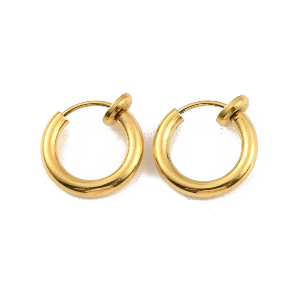 

PandaHall Ion Plating(IP) 304 Stainless Steel Clip-on Earrings, For Non-pierced Ears, Real 18K Gold Plated, 12x2mm 304 Stainless Steel Ring