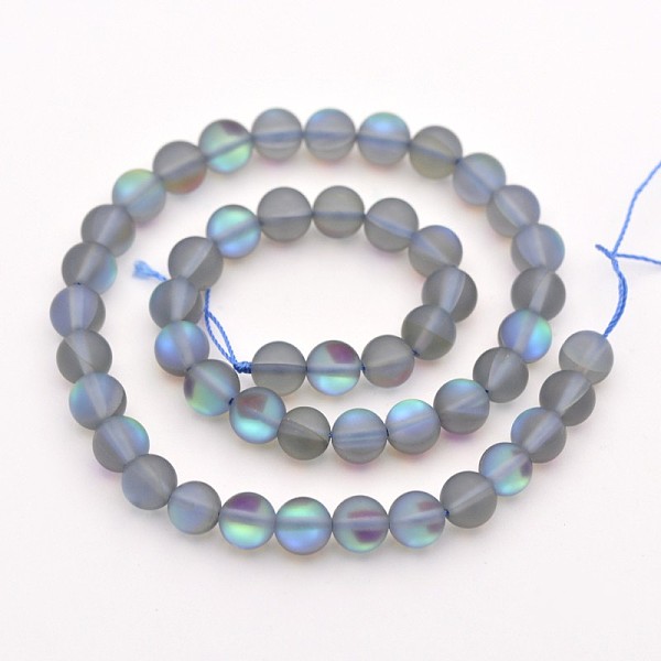 Round Synthetic Frosted Moonstone Beads Strands