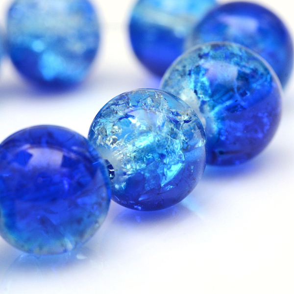 

PandaHall Baking Painted Crackle Glass Bead Strands, Round, Blue, 10mm, Hole: 1.3~1.6mm, about 80pcs/strand, 31.4 inch Glass Round Blue