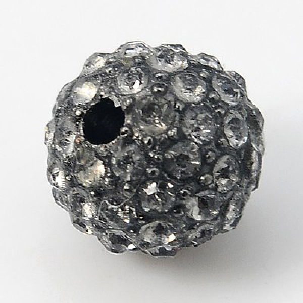 

PandaHall Alloy Rhinestone Beads, Grade A, Round, Gunmetal, Black Diamond, 10mm, Hole: 2mm Alloy+Rhinestone Round Gray