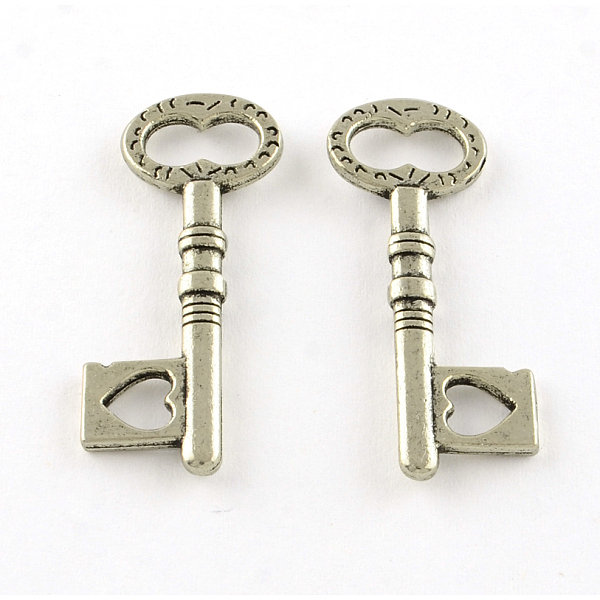 

PandaHall Tibetan Style Alloy Pendants, Key with Heart, Cadmium Free & Lead Free, Antique Silver, 34x14x2.5mm, about 613pcs/1000g Alloy Key