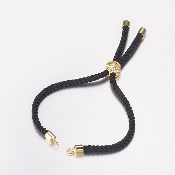 

PandaHall Nylon Twisted Cord Bracelet Making, Slider Bracelet Making, with Brass Findings, Tree of Life, Black, Golden, 8-5/8 inch(220mm)...