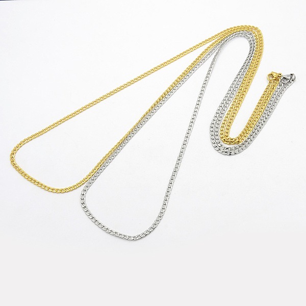 

PandaHall 304 Stainless Steel Curb Chain Necklaces, with Lobster Claw Clasps, Mixed Color, 29.5 inch(74.9cm) 304 Stainless Steel