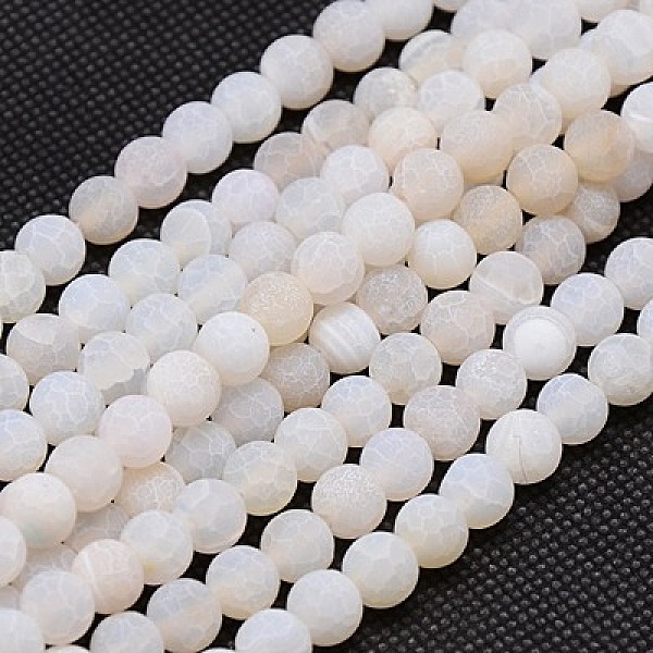 

PandaHall Natural Weathered Agate Beads Strands, Dyed, Frosted, Round, White, 8mm, Hole: 1mm, about 46pcs/strand, 14~15 inch Weathered Agate...