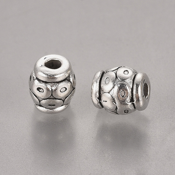

PandaHall Tibetan Style Alloy Beads, Barrel, Antique Silver, Lead Free & Cadmium Free, about 6mm in diameter, 6mm thick, hole: 2mm Alloy...