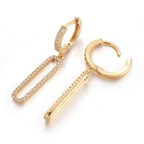 

PandaHall Brass Leverback Earrings, with Cubic Zirconia, Oval, Clear, Golden, 39mm, Pin: 1mm Cubic Zirconia Clear