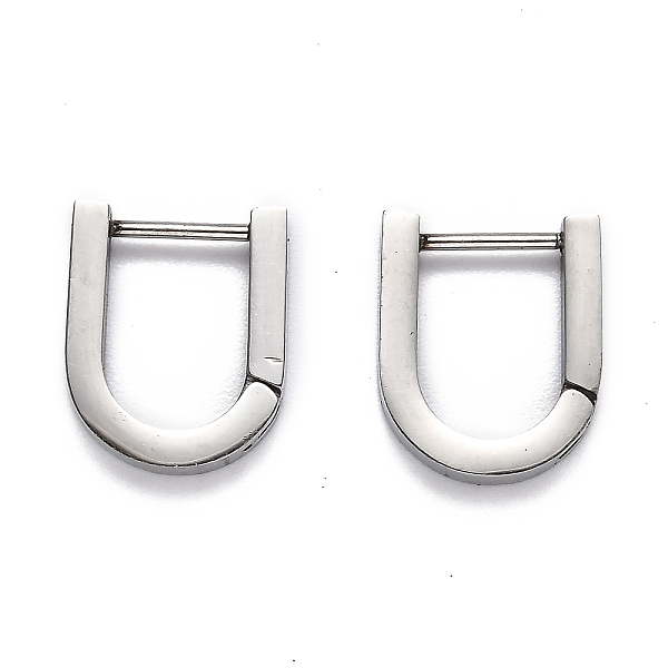 

PandaHall 304 Stainless Steel Huggie Hoop Earrings, U Shape, Stainless Steel Color, 15x12.5x3mm, Pin: 1mm 304 Stainless Steel Letter
