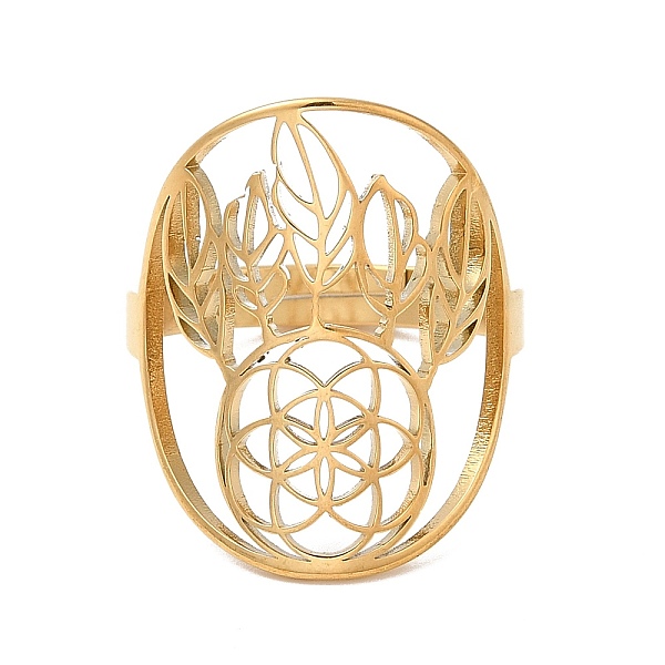 

PandaHall Ion Plating(IP) 304 Stainless Steel Woven Net/Web with Feather Adjustable Ring for Women, Real 18K Gold Plated, Inner Diameter...