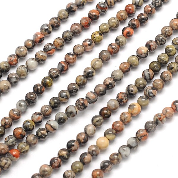 

PandaHall Natural Silver Crazy Lace Agate Round Beads Strands, 1/8 inch(4mm), Hole: 0.7mm, about 90pcs/strand, 15.5 inch Crazy Agate Round