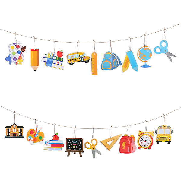 

PandaHall Gorgecraft 2 Sets 2 Styles Paper Banners, First Day of School Banner, Teacher Banner, Decoration for Back to School, Party..., Multicolor