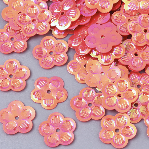 

PandaHall Ornament Accessories, PVC Plastic Paillette/Sequins Beads, AB Color, Flower, Cerise, 12.5x12x0.5mm, Hole: 1.2mm, about 1000pcs/50g..., Red