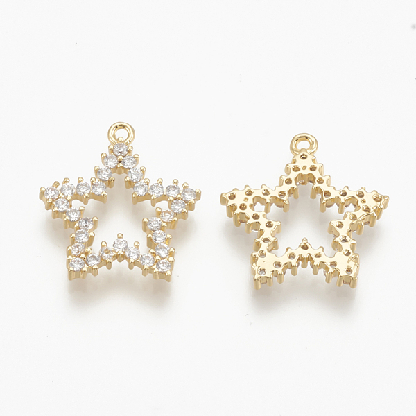 

PandaHall Brass Micro Pave Cubic Zirconia Charms, Star, Nickel Free, Real 18K Gold Plated, 14x14x2mm, Hole: 1mm Brass+Cubic Zirconia Star..., Clear
