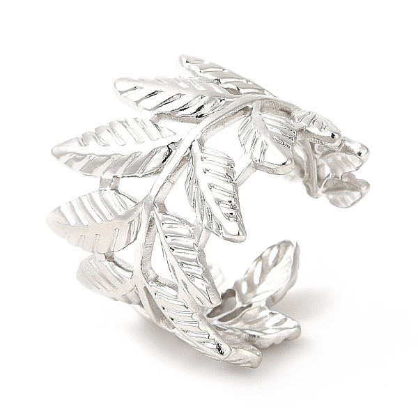 

PandaHall 201 Stainless Steel Open Cuff Ring, Leaf Ring for Women, Wide Band Ring, Stainless Steel Color, US Size 6 3/4(17.1mm), 11.5~20mm...