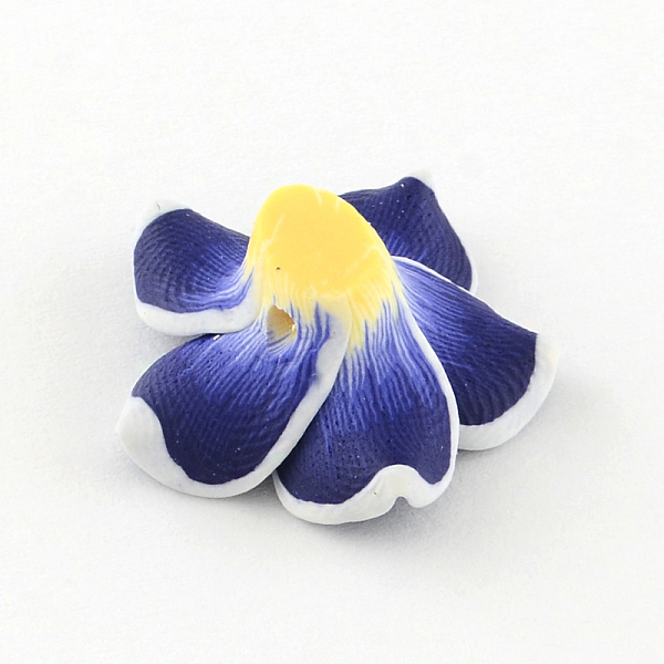 

PandaHall Handmade Polymer Clay 3D Flower Plumeria Beads, Dark Blue, 30x11mm, Hole: 2mm Polymer Clay Flower Blue