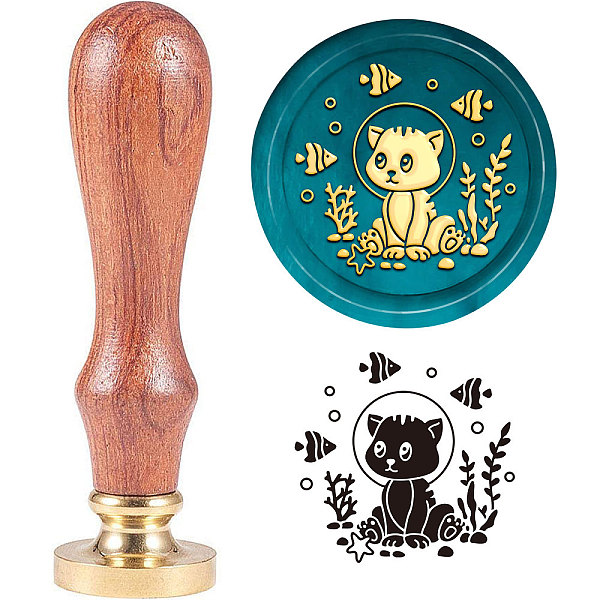 

PandaHall Brass Wax Seal Stamp with Handle, for DIY Scrapbooking, Cat Pattern, 3.5x1.18 inch(8.9x3cm) Brass Cat Shape