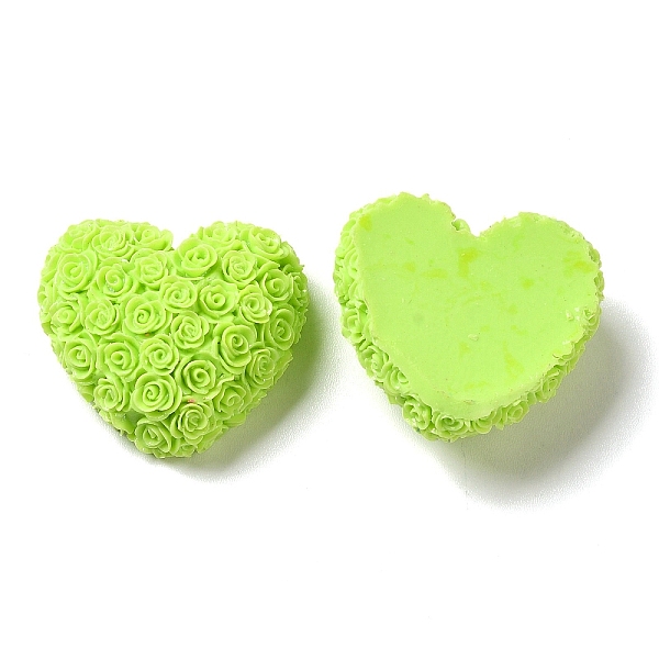 

PandaHall Opaque Resin Cabochons, Heart, Green Yellow, 22.5x25x11mm Resin Heart