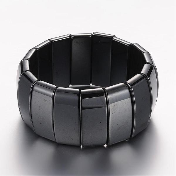 

PandaHall Magnetic Hematite Stretch Bracelets, Rectangle, 56mm(2-1/4 inch) Hematite