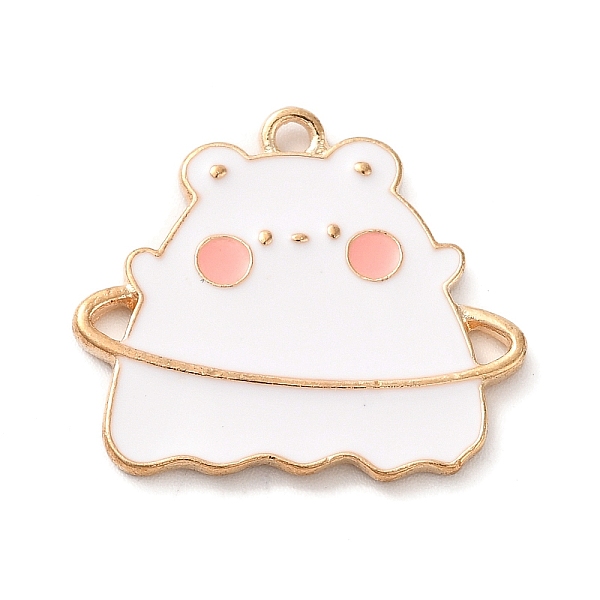 

PandaHall Halloween Theme Alloy Enamel Pendants, Ghost Charm, Light Gold, Pink, 22x25x2mm, Hole: 1.8mm Alloy+Enamel Ghost Pink