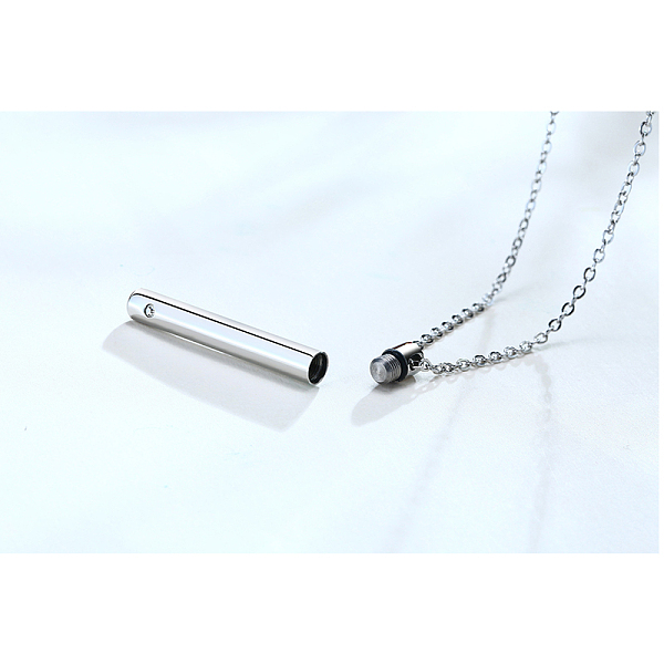 

PandaHall Clear Cubic Zirconia Column Urn Ashes Pendant Necklace, Stainless Steel Memorial Jewelry for Men Women, Stainless Steel Color...