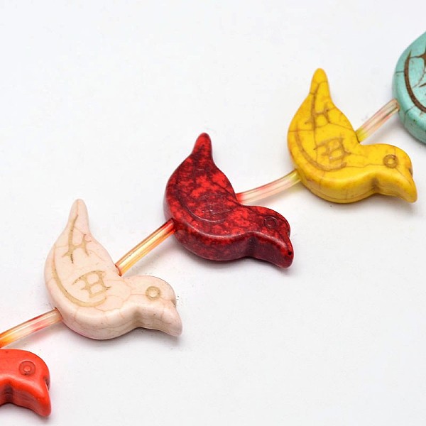 

PandaHall Bird Synthetic Turquoise Bead Strands, Dyed, Mixed Color, 16x29x7mm, Hole: 1mm, about 450pcs/1000g Synthetic Turquoise Bird..., Multicolor