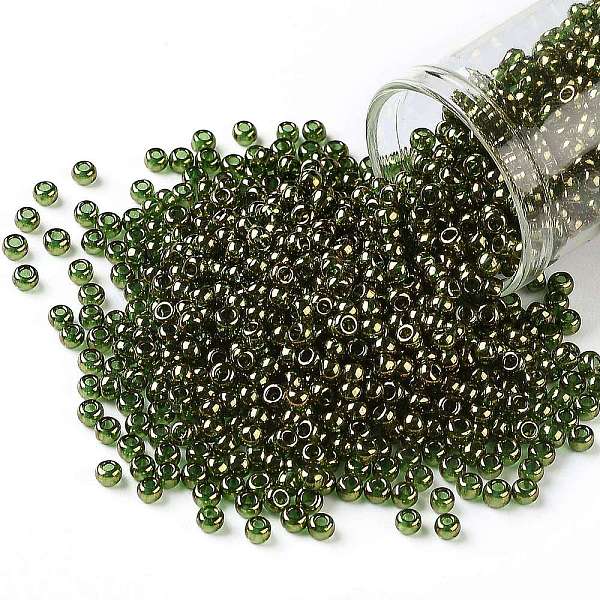 

PandaHall TOHO Round Seed Beads, Japanese Seed Beads, (324) Gold Luster Moss Green, 8/0, 3mm, Hole: 1mm, about 222pcs/bottle, 10g/bottle...