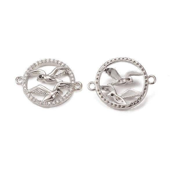 

PandaHall Brass Micro Pave Clear Cubic Zirconia Connector Charms, Ring with Birds Links, Platinum, 18x23x4mm, Hole: 1.6mm Brass+Cubic...