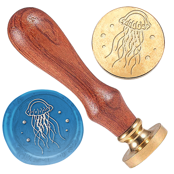 

PandaHall Wax Seal Stamp Set, 1Pc Golden Tone Sealing Wax Stamp Solid Brass Head, with 1Pc Wood Handle, for Envelopes Invitations, Gift Card...
